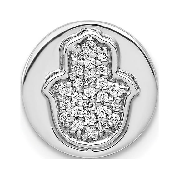 14k White Gold 1/10ct. Diamond Hamsa Chain Slide