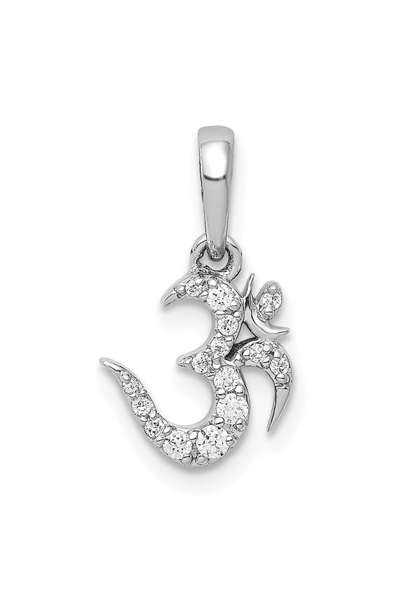 14k White Gold 1/10ct. Diamond Om Symbol Pendant Charm