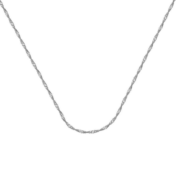 14k White Gold 1.15mm Singapore Chain Necklace Spring Ring Closure - 1.3 Grams - 24 Inch
