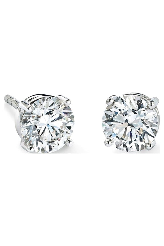 14K White Gold Created Diamond Stud Earrings 1/2 Carat for Women and Men plated