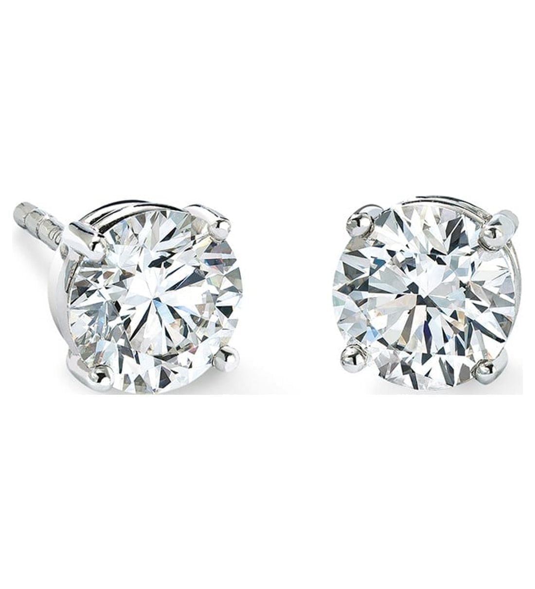 Paris Jewelry 14K White Gold 1/2 Ct Round Diamond Stud Earrings Jewelry Gift for Women