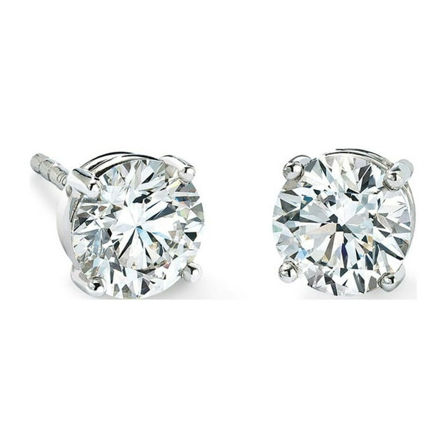 14k White Gold 1/2 Carat Round 4 Prong Solitaire Created Diamond Stud
