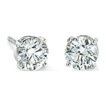 14k White Gold 1/2 Carat Round 4 Prong Solitaire Created Diamond Stud Earrings