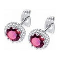 thumbnail image 1 of 14k White Gold 1/2 Ct Created Halo Round Ruby Stud Earrings Plated, 1 of 2