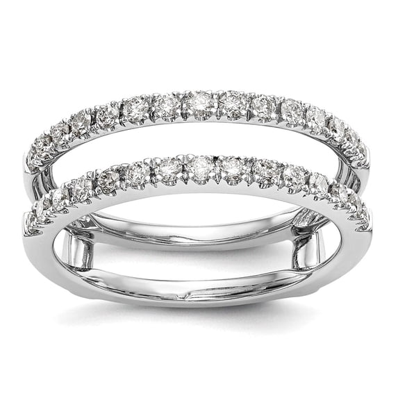14k White Gold 1/2 Ct Lab Grown Diamond VS+ F+ Ring Guard Ring Size 7 ...