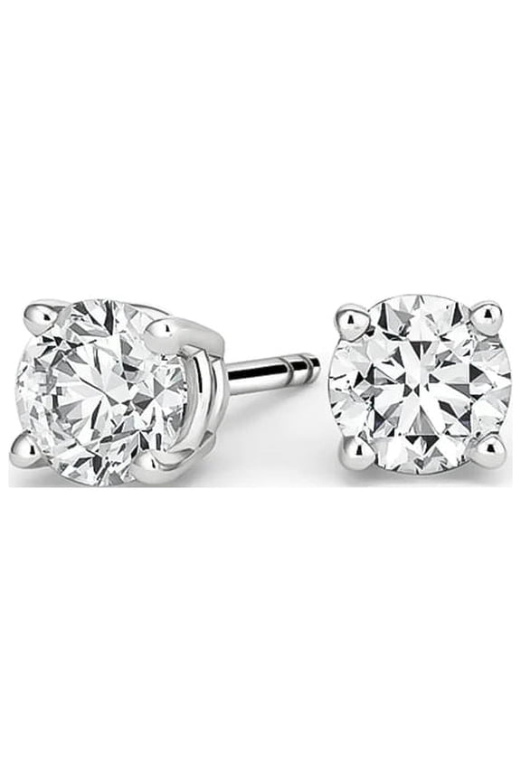 14k White Gold 1/2 Ct Solitaire Created White Diamond Stud Earrings Jewelry for Women and Men Plated by Paris Jewelry
