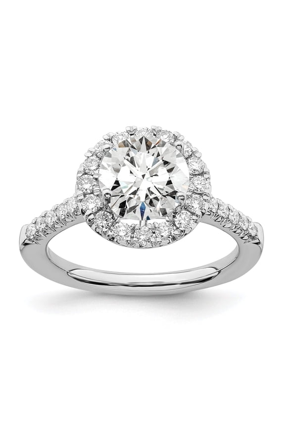 14k White Gold 1/2 carat Lab Grown Diamond VS/SI+ G+ 2 carat Center Round Semi Mount Engagement Ring