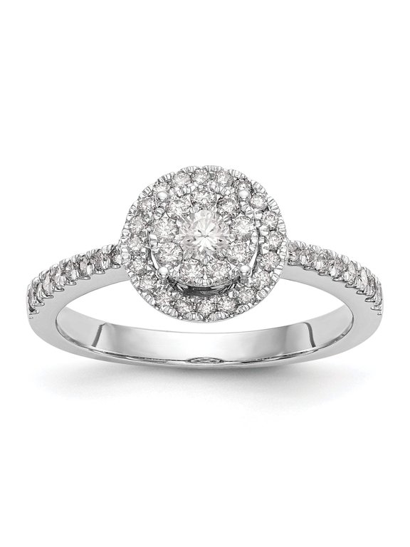 14k White Gold 1/2 carat Lab Grown Diamond VS/SI+ G+ Complete Cluster Engagement Ring