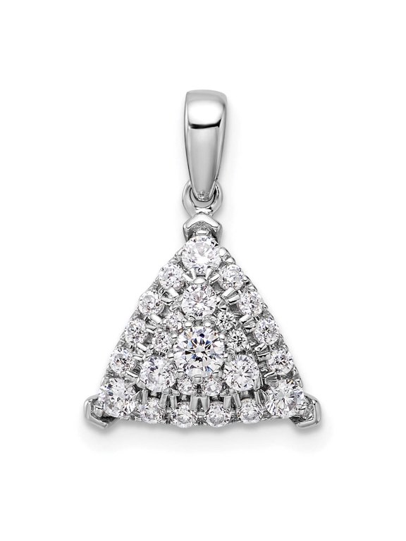 14k White Gold 1/2 carat Lab Grown Diamond VS/SI+ G+ Complete Triangle Cluster Pendant