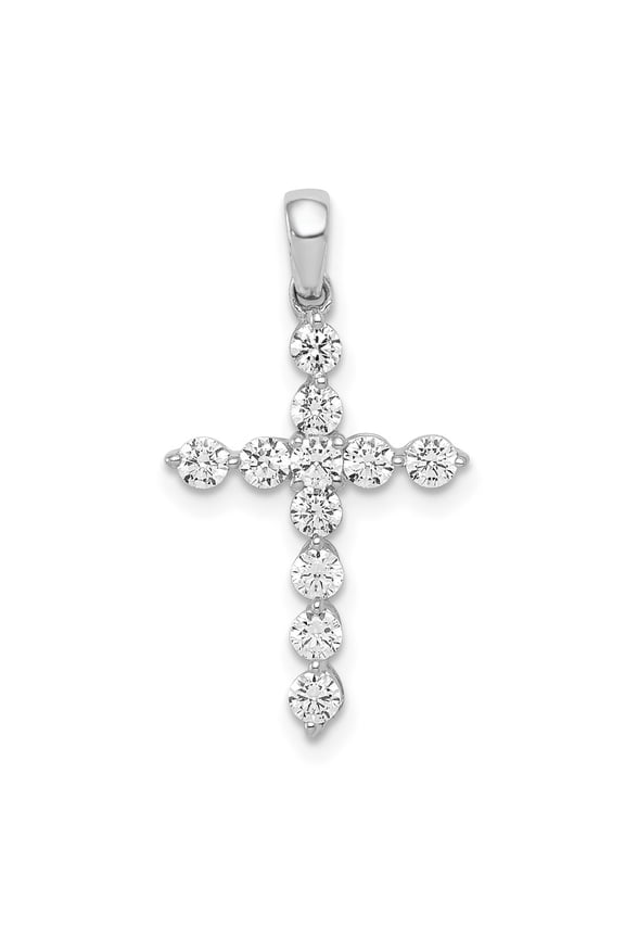 14k White Gold 1/2 carat Lab Grown Diamond VS/SI+ G+ Cross Pendant