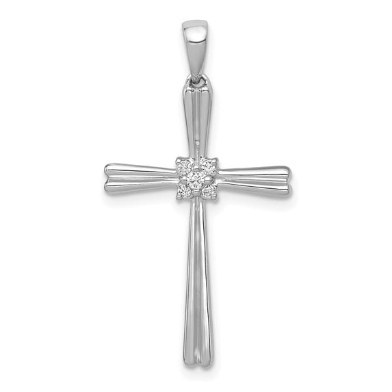 14k White Gold 1/20ct. Diamond Cross Pendant Charm