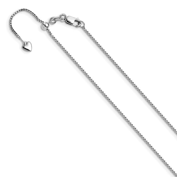 14k White Gold 1.25mm Round Cable 2in+2in Adjustable Chain