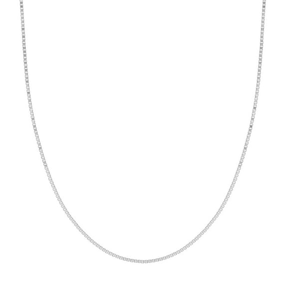 14k White Gold 1.2mm Box Chain Necklace Lobster Lock Closure 24 Inch Chain Necklace for Women and Men