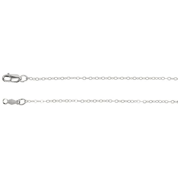 14k White Gold 1.2mm Necklace - 1.2 Grams - 20 Inch Flat Cable Chain With Lobster Clasp