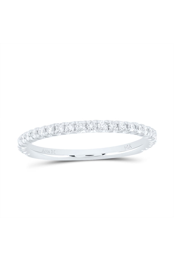 14k White Gold 1/3 Ctw Natural Diamond Half Etenity Band, Side Band, Anniversary Ring