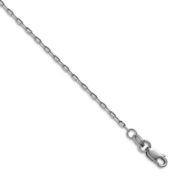 14k White Gold 1.4mm Sparkle-Cut Open Long Link Cable Chain Necklace 16 Inch Chain Necklace for Women and Men
