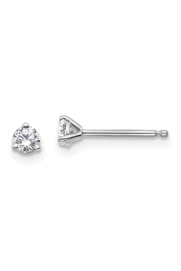 14k White Gold 1/5 carat total weight Round VS/SI D E F Lab Grown Diamond 3 Prong Stud Post Earrings 14k White Gold Earrings