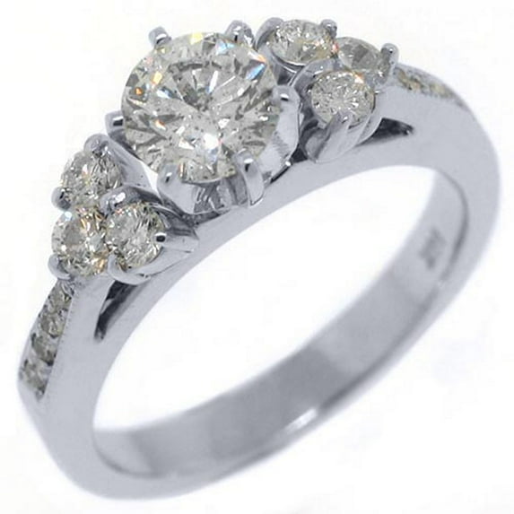14k White Gold 1.53 Carats Brilliant Round Diamond Engagement Ring