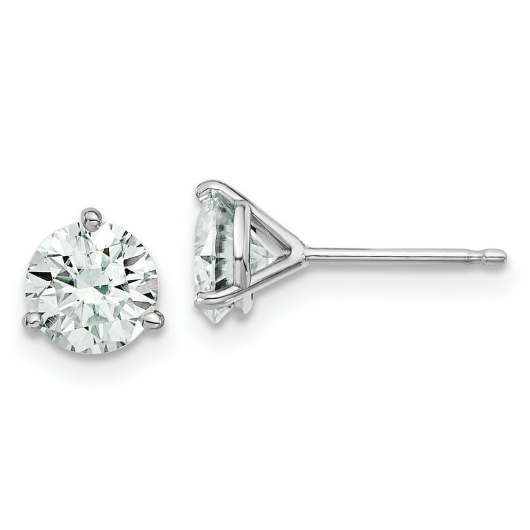14k White Gold 1.5ct. 6.0mm Round J K Color Moissanite Earrings 14k White Gold Earrings