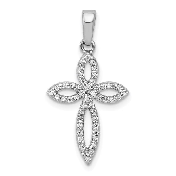 14k White Gold 1/5ct. Diamond Cross Pendant Charm