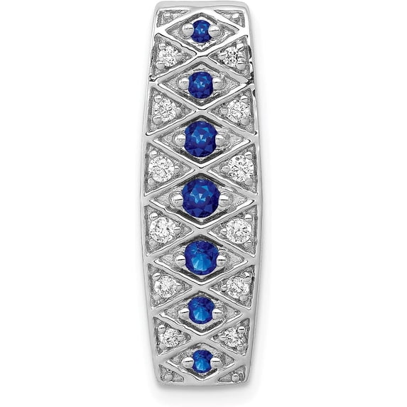 14k White Gold 1/5ct. Diamond and .31 Sapphire Fancy Chain Slide