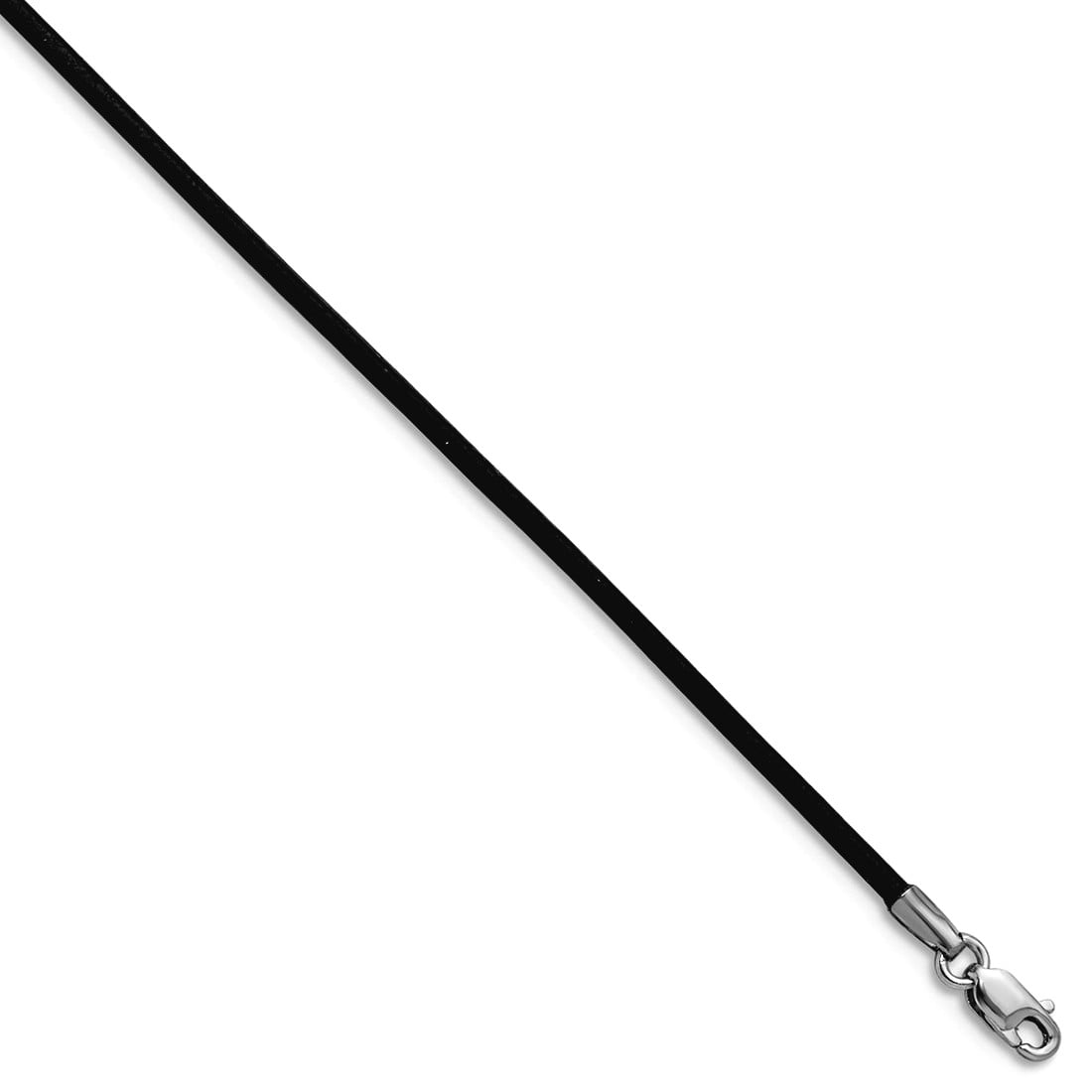 14k White Gold 1.5mm Black Leather Cord Necklace 18 Inch Lobster Claw Pendant Necklace for Women