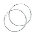 thumbnail image 1 of 14k White Gold 1.5mm Budded Sparkle-Cut Endless Hoop Earrings 38mm Hoop Earring for Women, 1 of 2