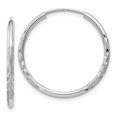 thumbnail image 1 of 14k White Gold 1.5mm Diamond-cut Endless Hoop Earrings 14k White Gold Earrings, 1 of 1