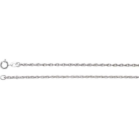 14k White Gold 1.5mm Necklace - 2.5 Grams - 20 Inch Rope Chain With Spring Ring