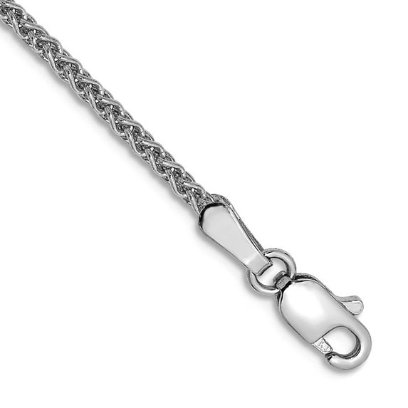 14k White Gold 1.65mm Solid Spiga Chain Bracelet 7 Inch Lobster Claw Link Bracelet for Women and Men