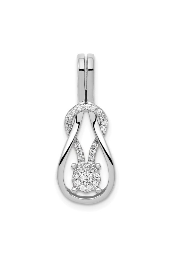 14k White Gold 1/6ct. Diamond Square Knot Slide Pendant