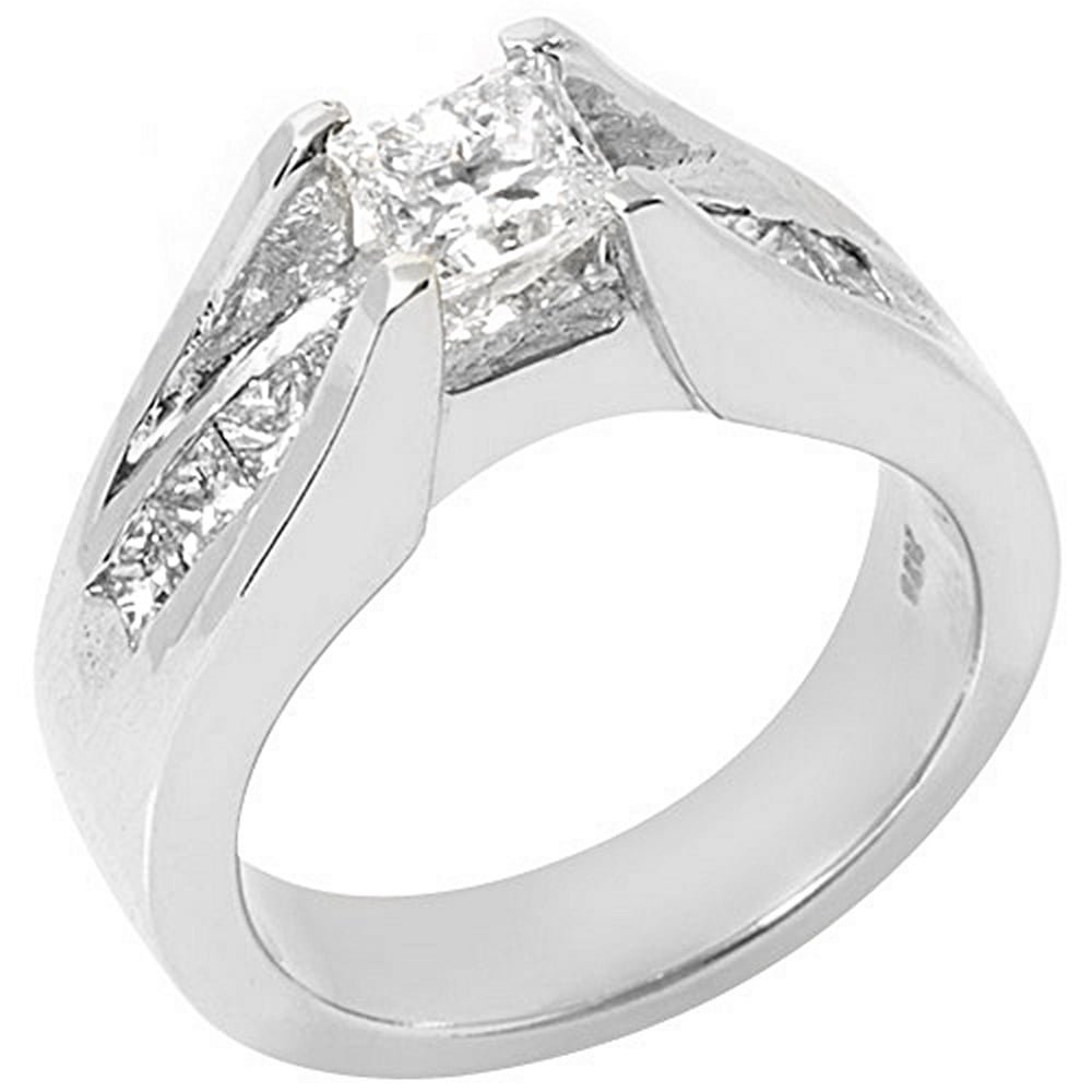14k White Gold Contemporary Tension Set Pave Diamond Engagement Ring  #100285 - Seattle Bellevue | Joseph Jewelry