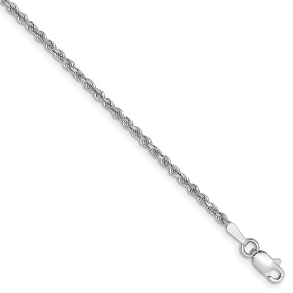 14k White Gold 1.75mm Diamond Cut Rope Anklet