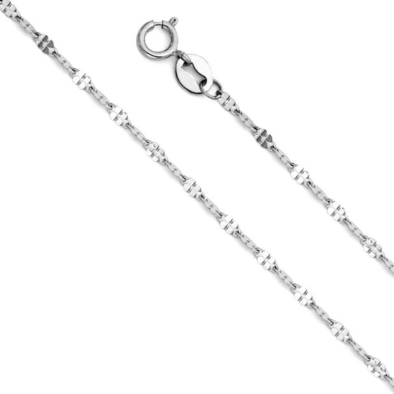 14k White Gold 1.7mm Twist Sparkle-Cut Mirror Chain Necklace 18 Inch Chain Necklace for Women and Men