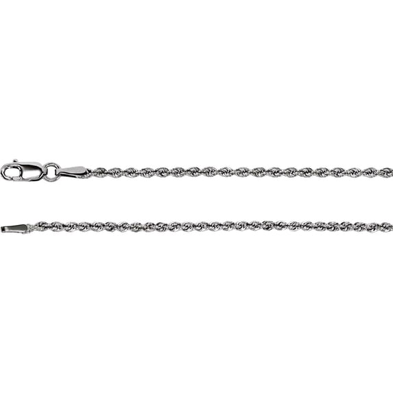 14k White Gold 1.85mm Necklace 20 Inch Rope Chain With Lobster Clasp Chain Necklace for Women and Men