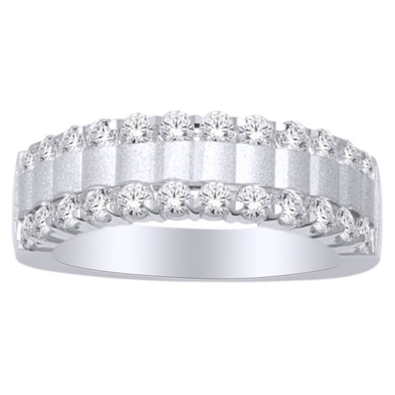 AFFY 14k White Gold 1 CT Round Cut White Natural Diamond Men's Fashion Band Ring With RING Size-9