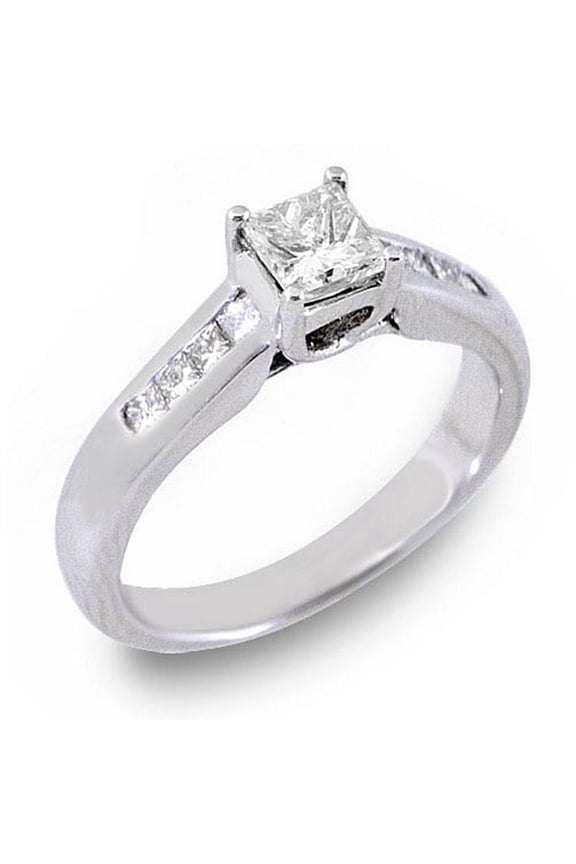 14k White Gold 1 Carat Princess Cut Diamond Engagement Ring
