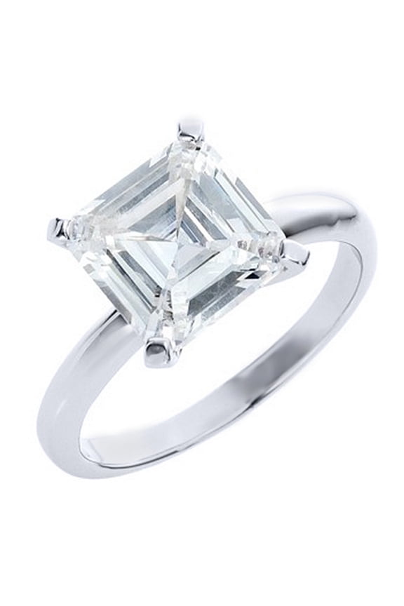 14k White Gold 1 Carat Solitaire Asscher Cut Diamond Engagement Ring