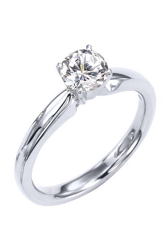 14k White Gold 1 Carat Solitaire Brilliant Round Diamond Engagement Ring