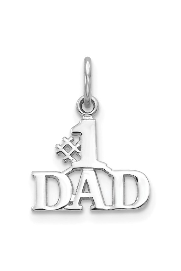 14k White Gold #1 DAD Charm Pendant