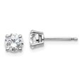 thumbnail image 1 of 14k White Gold 1 carat total weight Round Certified SI1/SI2 G H I Lab Grown Diamond 4 Prong Stud Post Earrings 14k White Gold Earrings, 1 of 2