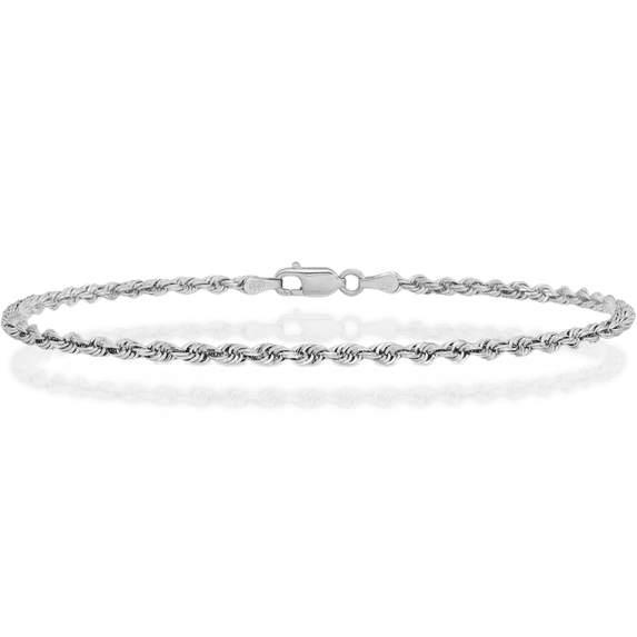 14K Solid White Gold 2.25mm Quadruple Rope Chain Anklet Summer Beach Foot Ankle Bracelet