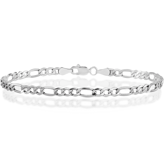 14K Solid White Gold 2.5mm Figaro Link Chain Anklet Summer Beach Foot Ankle Bracelet