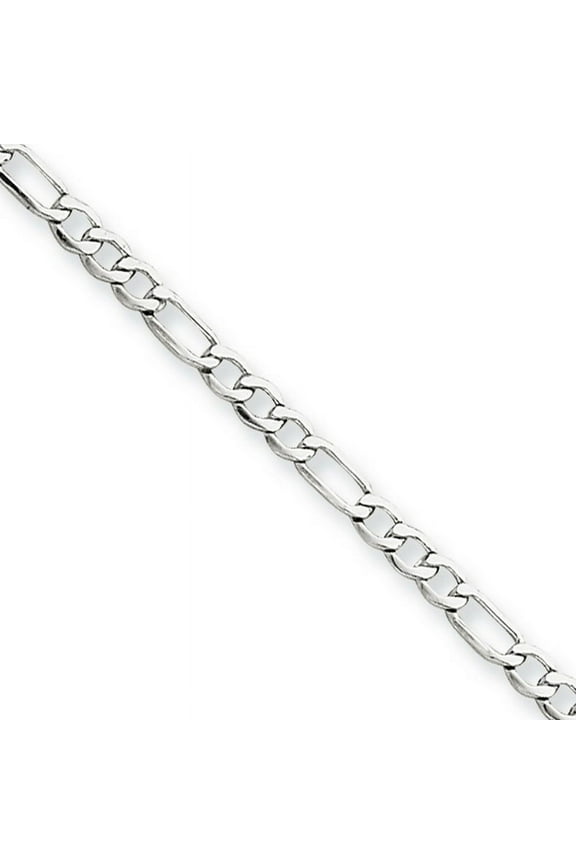 14k White Gold 10in Solid Lightweight Figaro Anklet Chain