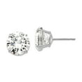 thumbnail image 1 of 14k White Gold 10mm Round Cubic Zirconia Post Earrings 11x11mm Wide Stud Earring for Women, 1 of 2