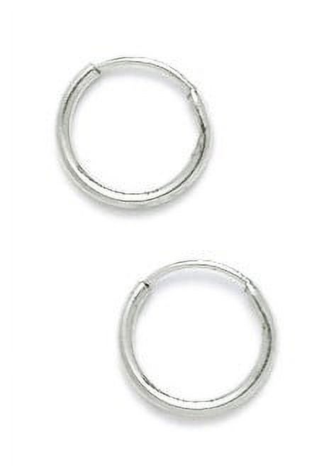 14k White Gold 10mm Round Hoop Earrings