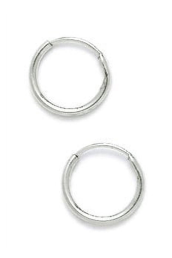 14k White Gold 10mm Round Hoop Earrings