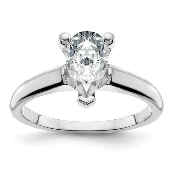 14k White Gold 10x7mm PEAR Moissanite Solitaire Engagement Ring Size 7.5 (2.1 cttw.)