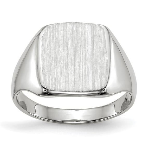 14k White Gold 10.5x11.0mm Cushion Closed Back Signet Ring RS603