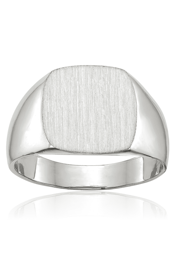14K Solid White Gold Custom Engraved Signet Ring Handmade Personalized Monogram Initial Letter Band